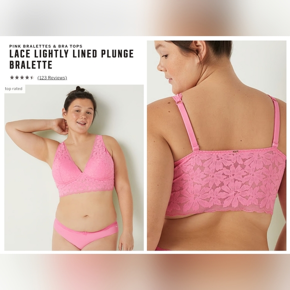 Victoria's secret pink lightly lined plunge bralette PINK LARGE - Picture 1 of 8